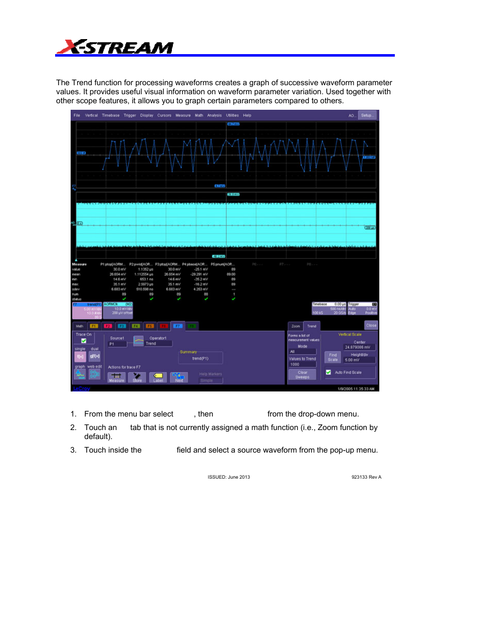 Displaying trends | Teledyne LeCroy AORM - Advanced Optical Recording Measurements User Manual | Page 22 / 125