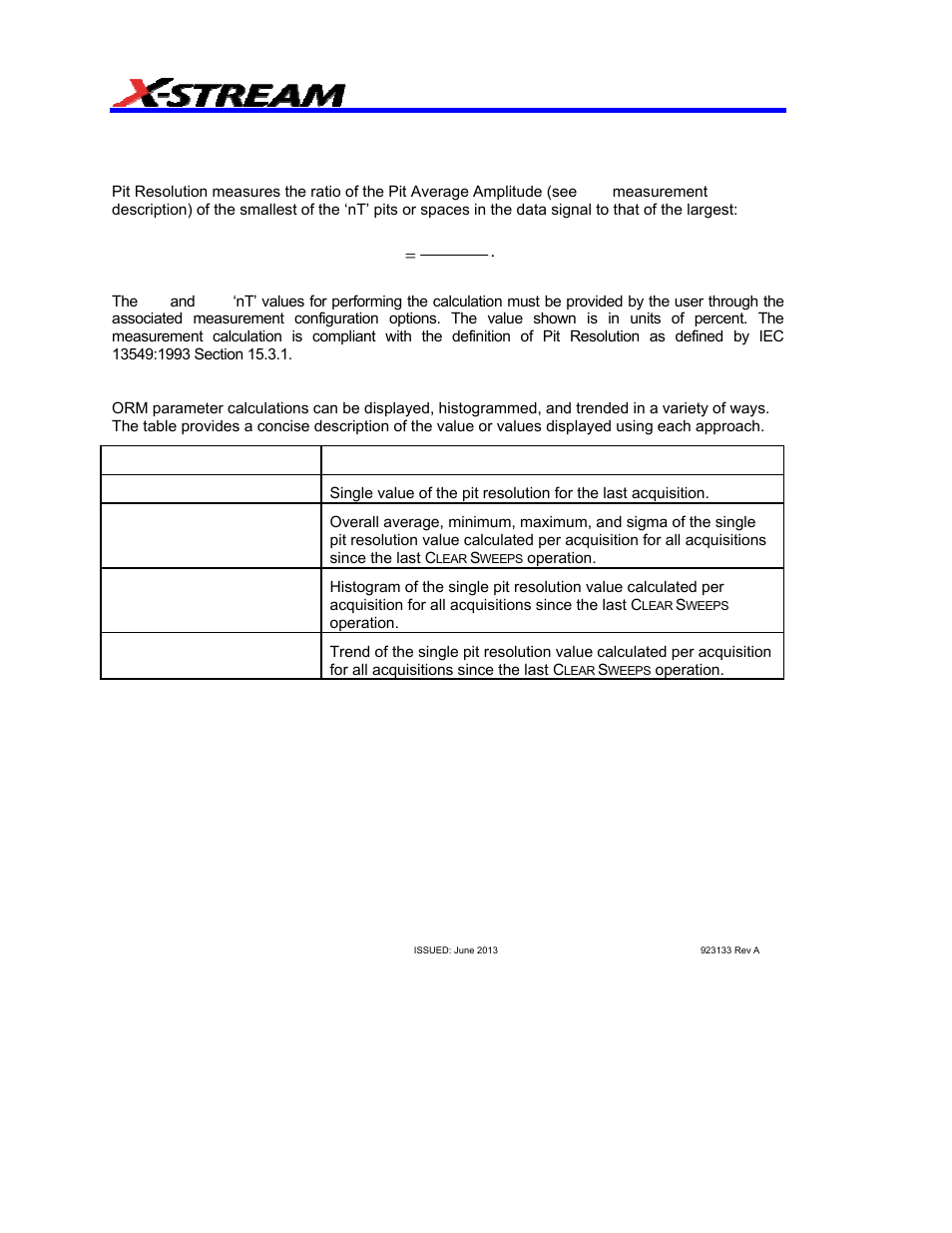 Pres, Pit resolution, Description | Display options, Pres pit resolution, Pres paa paa | Teledyne LeCroy AORM - Advanced Optical Recording Measurements User Manual | Page 76 / 125