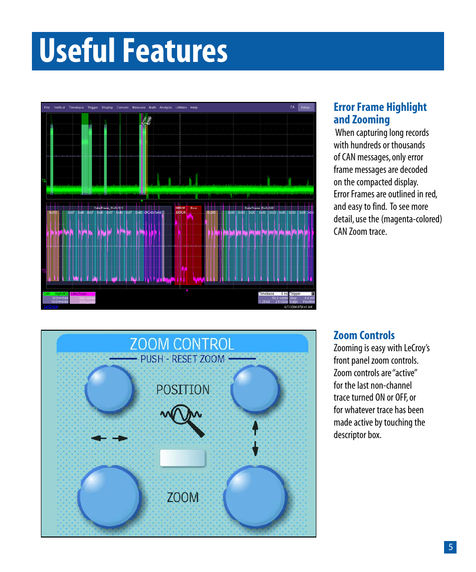 Useful features | Teledyne LeCroy CANbus TD - Quick Reference Guide User Manual | Page 6 / 8