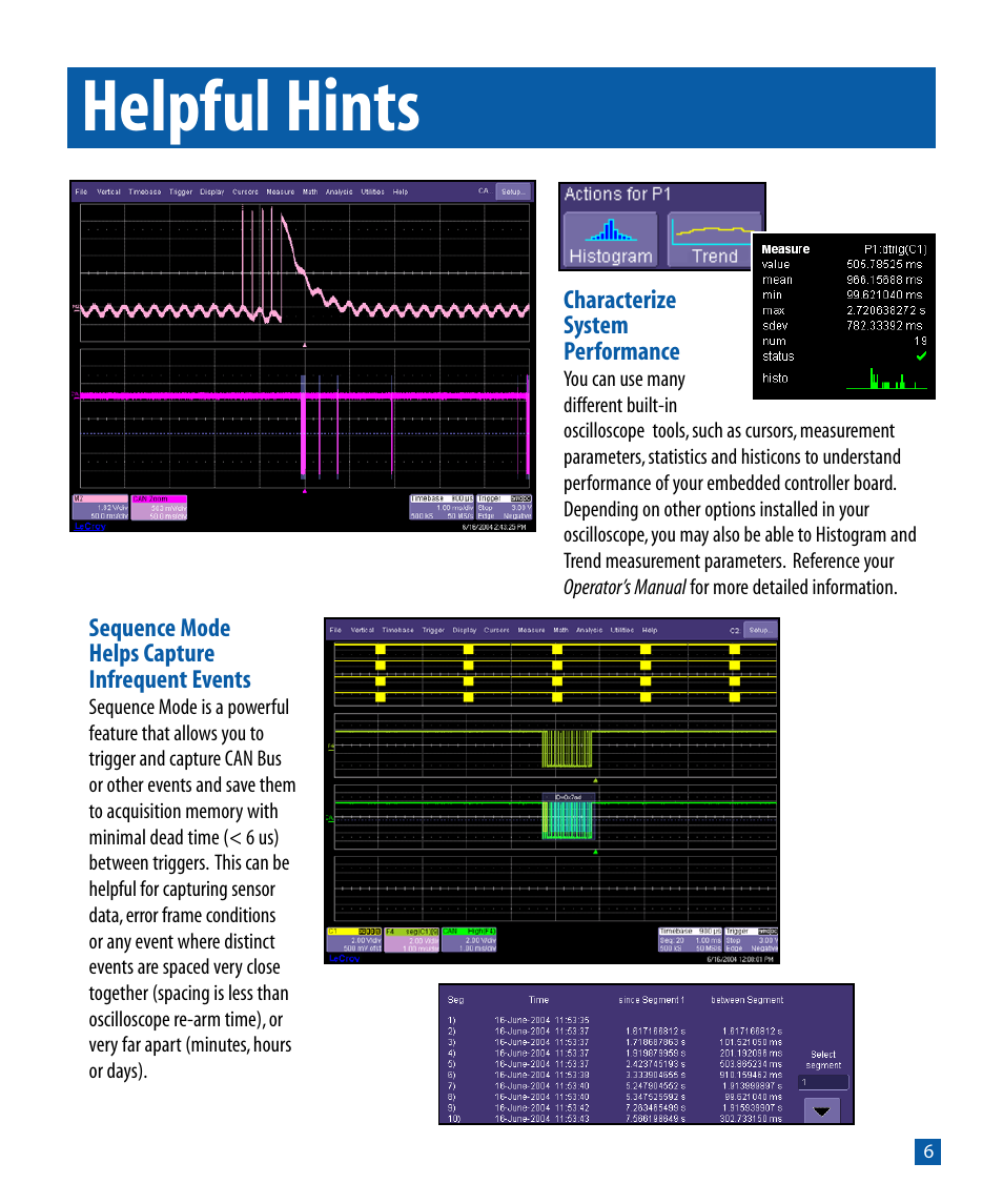 Helpful hints | Teledyne LeCroy CANbus TD - Quick Reference Guide User Manual | Page 7 / 8