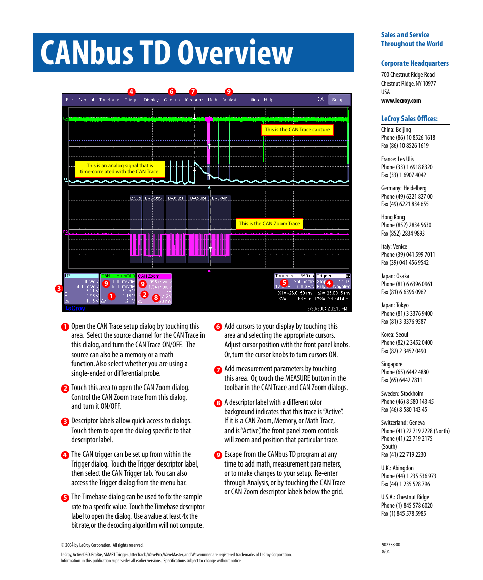 Canbus td overview | Teledyne LeCroy CANbus TD - Quick Reference Guide User Manual | Page 8 / 8