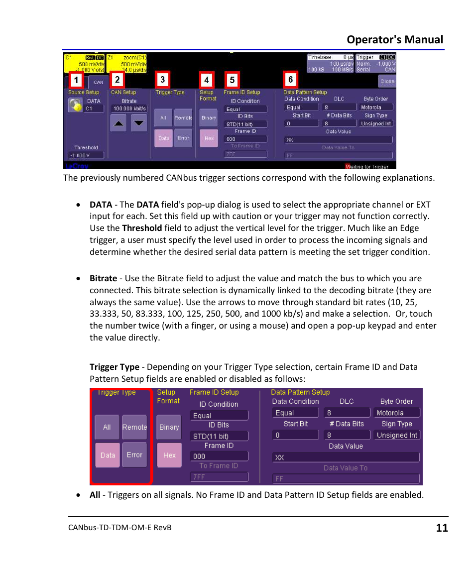 Operator's manual | Teledyne LeCroy CANbus TD and CANbus TDM - Operators Manual User Manual | Page 11 / 69