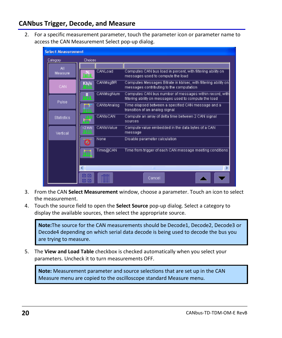Canbus trigger, decode, and measure | Teledyne LeCroy CANbus TD and CANbus TDM - Operators Manual User Manual | Page 20 / 69