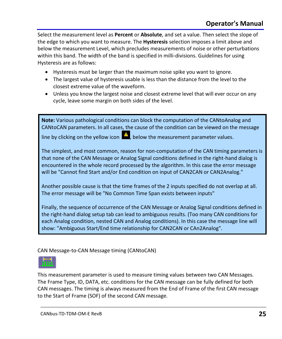 Can message-to-can message measurement parameter, Cantocan, Operator's manual | Teledyne LeCroy CANbus TD and CANbus TDM - Operators Manual User Manual | Page 25 / 69