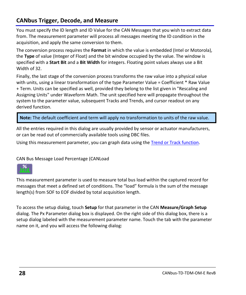 Can bus message load percent measurement parameter, Canload, Canbus trigger, decode, and measure | Teledyne LeCroy CANbus TD and CANbus TDM - Operators Manual User Manual | Page 28 / 69