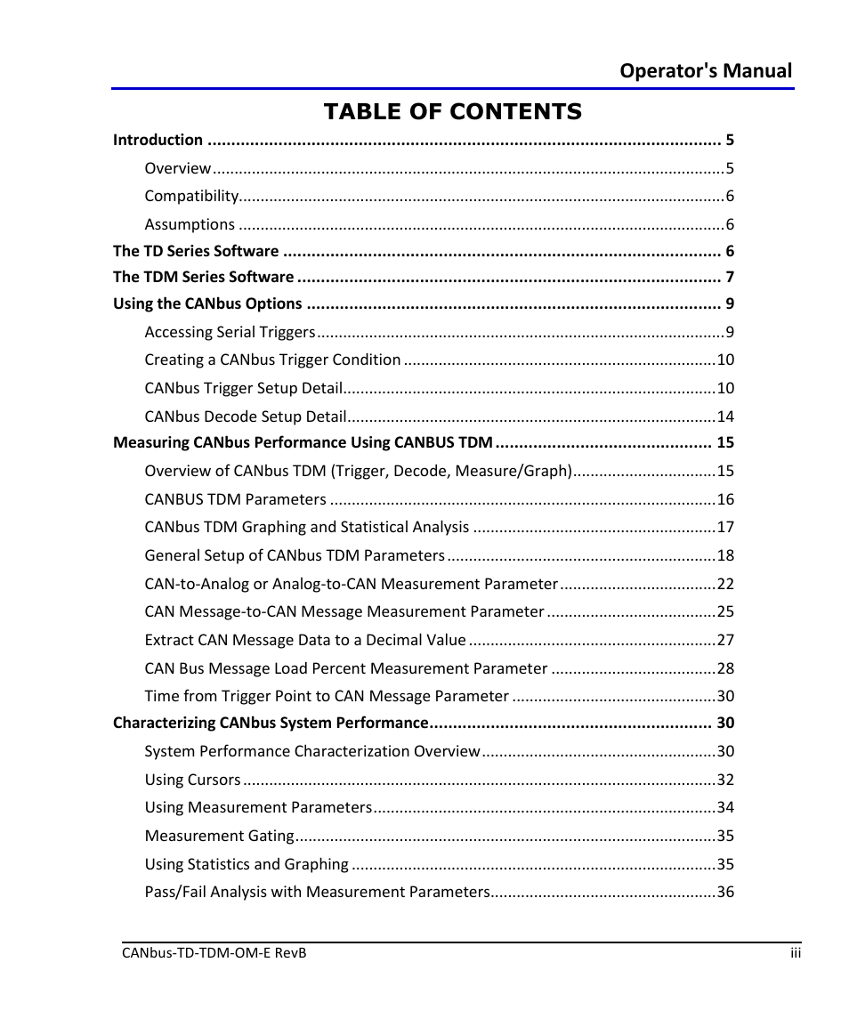 Teledyne LeCroy CANbus TD and CANbus TDM - Operators Manual User Manual | Page 3 / 69