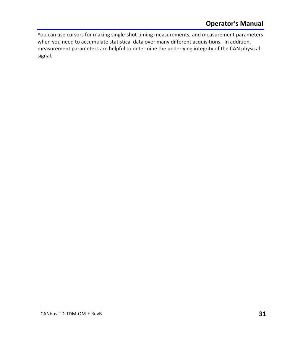 Operator's manual | Teledyne LeCroy CANbus TD and CANbus TDM - Operators Manual User Manual | Page 31 / 69