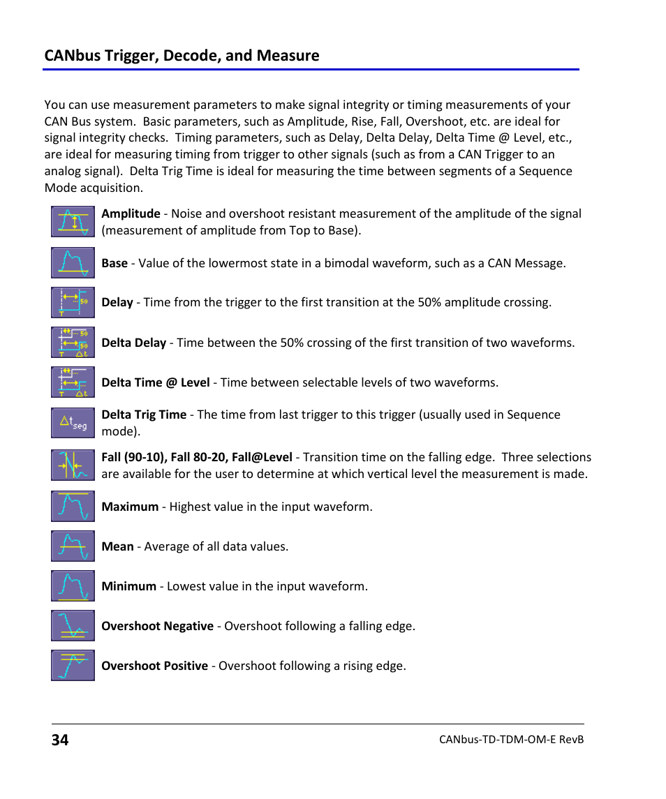 Using measurement parameters, Canbus trigger, decode, and measure | Teledyne LeCroy CANbus TD and CANbus TDM - Operators Manual User Manual | Page 34 / 69