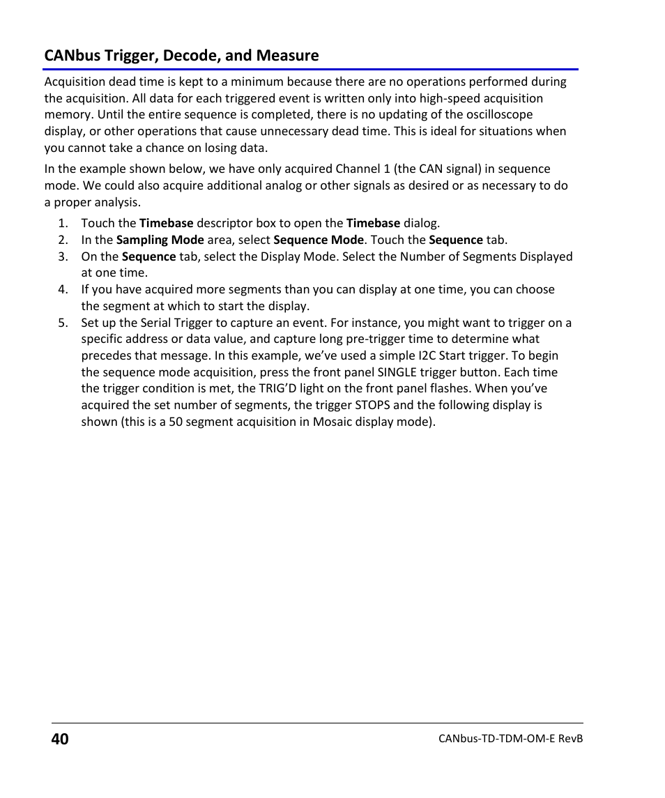 Canbus trigger, decode, and measure | Teledyne LeCroy CANbus TD and CANbus TDM - Operators Manual User Manual | Page 40 / 69