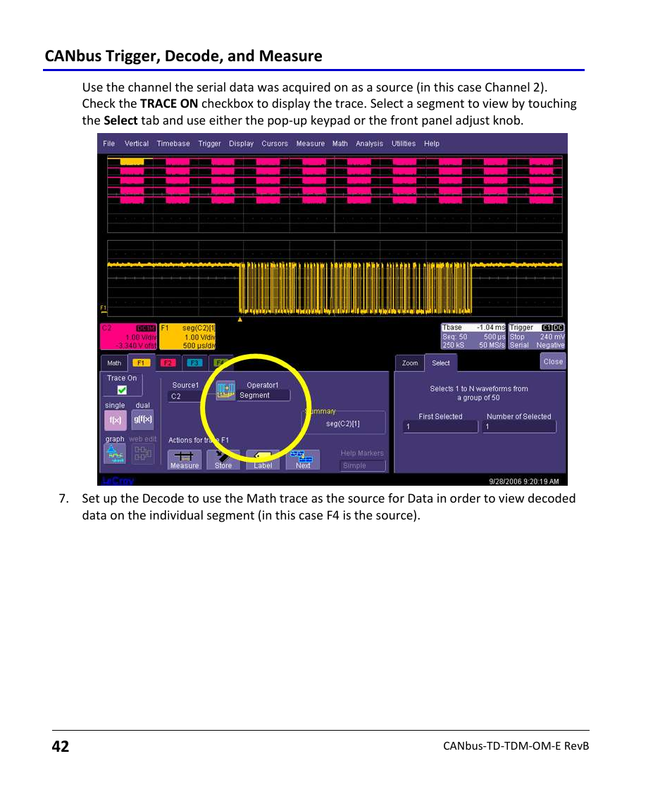Canbus trigger, decode, and measure | Teledyne LeCroy CANbus TD and CANbus TDM - Operators Manual User Manual | Page 42 / 69