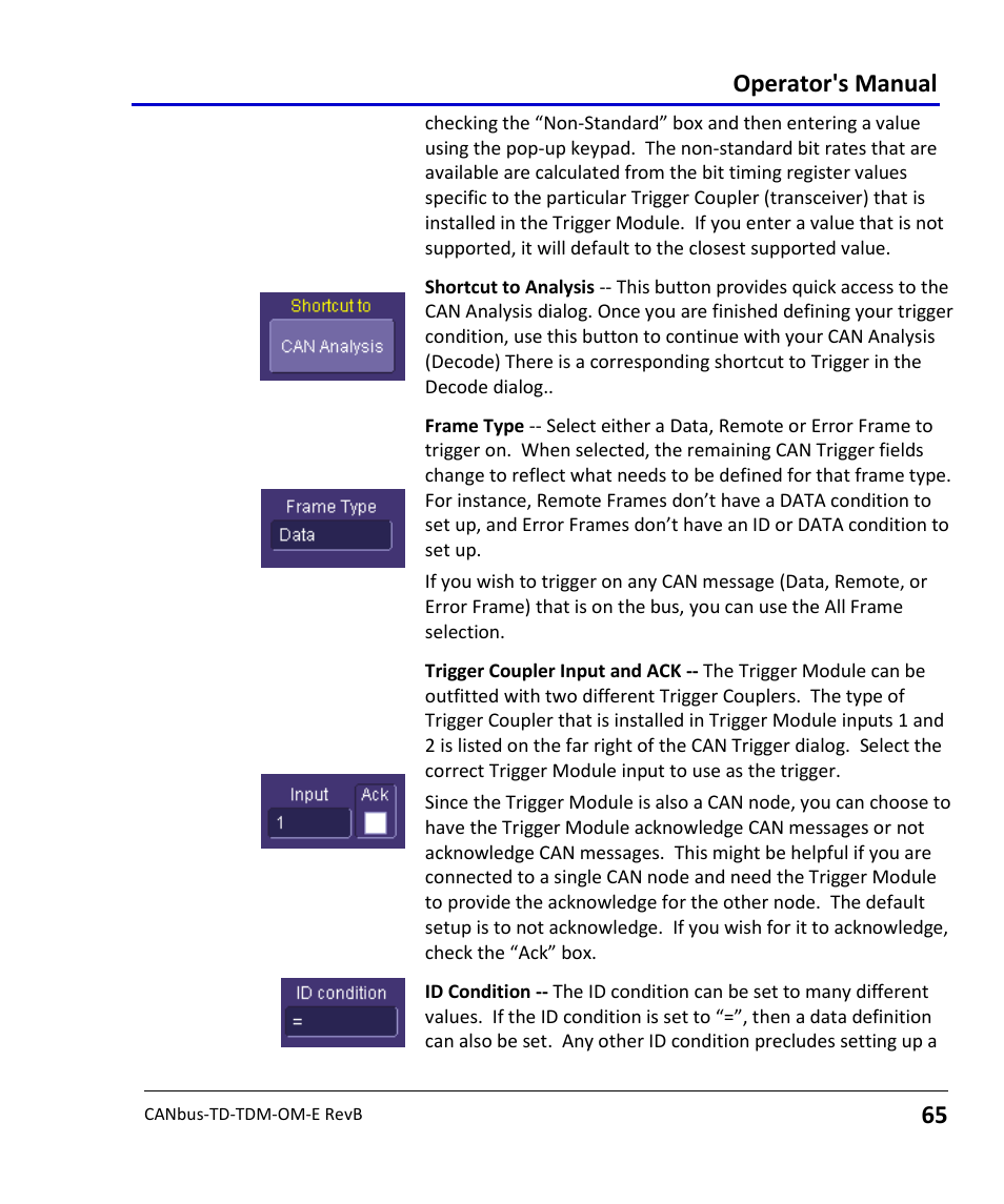 Operator's manual | Teledyne LeCroy CANbus TD and CANbus TDM - Operators Manual User Manual | Page 65 / 69