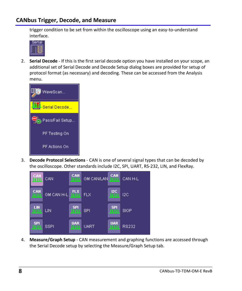 Canbus trigger, decode, and measure | Teledyne LeCroy CANbus TD and CANbus TDM - Operators Manual User Manual | Page 8 / 69