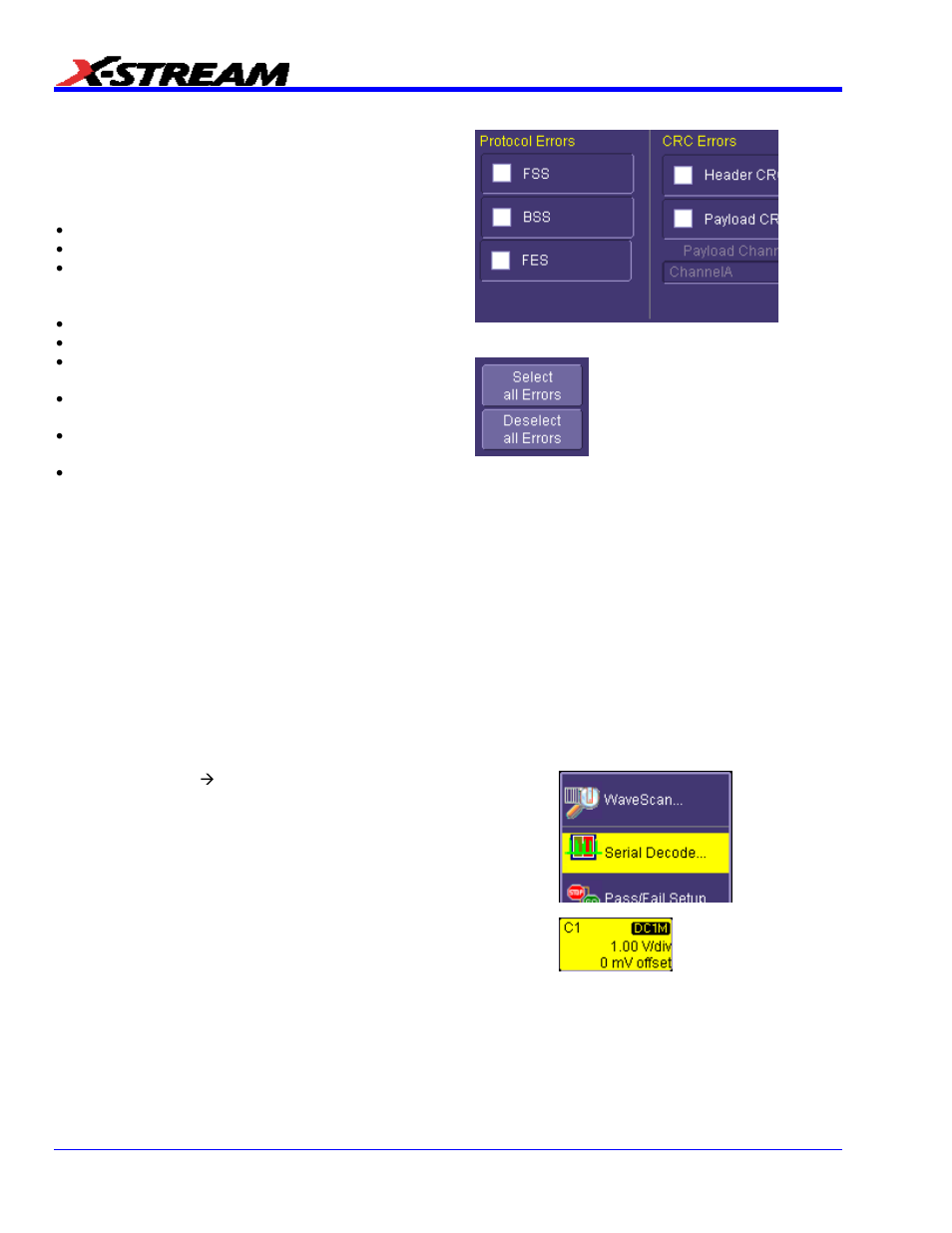 Error trigger setup, Flexray decoding, Decode and decode setup | Teledyne LeCroy FlexRay Trigger, Decode and Physical Layer Test User Manual | Page 12 / 32