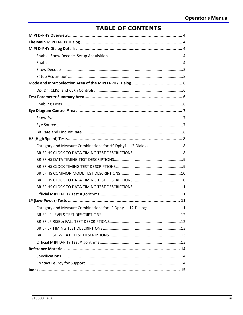 Teledyne LeCroy MIPI D-PHY User Manual | Page 3 / 15