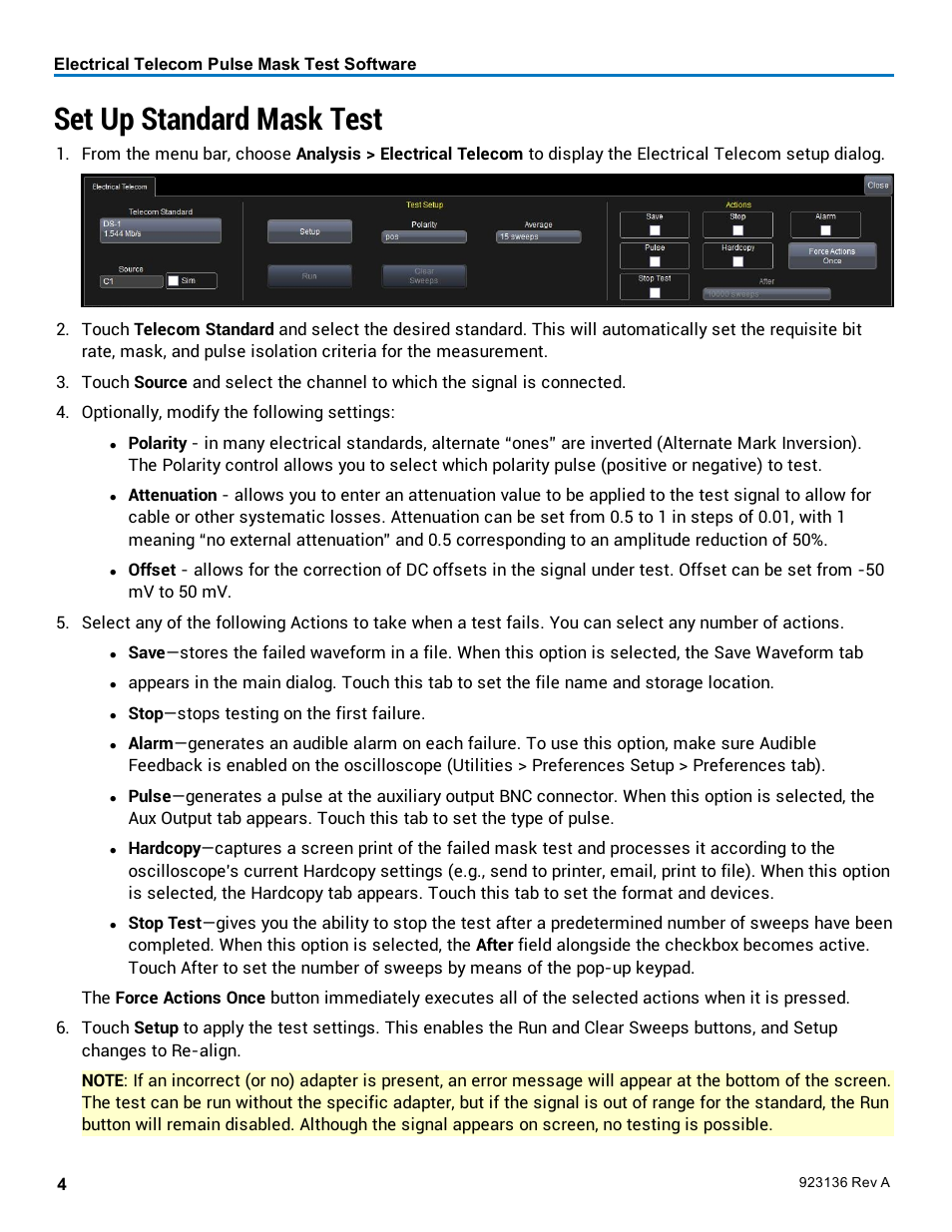 Set up standard mask test | Teledyne LeCroy ET-PMT - Electrical Telecom Pulse Mask Testing User Manual | Page 6 / 11