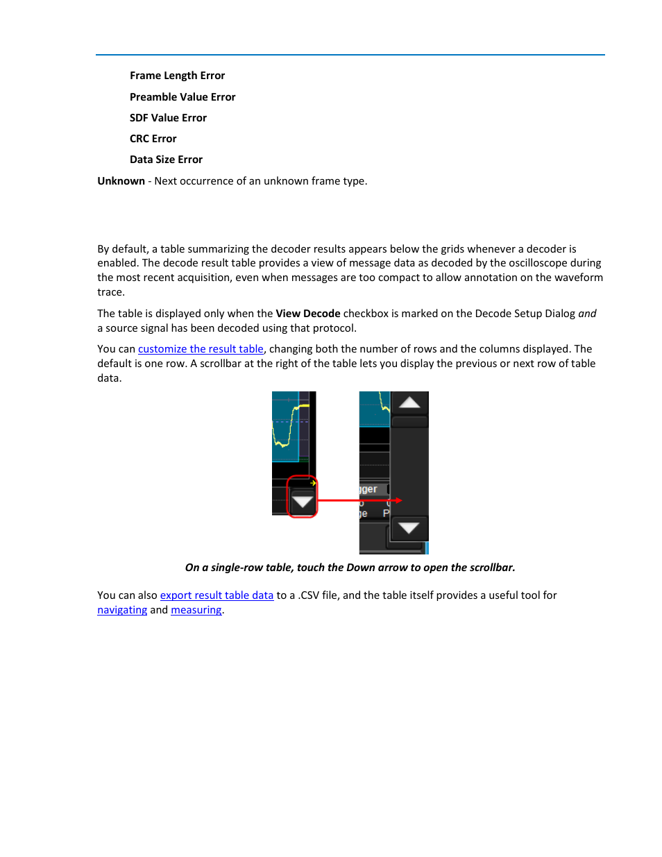 Working with the results table, Result table | Teledyne LeCroy ENETbusD Decoder User Manual | Page 11 / 16