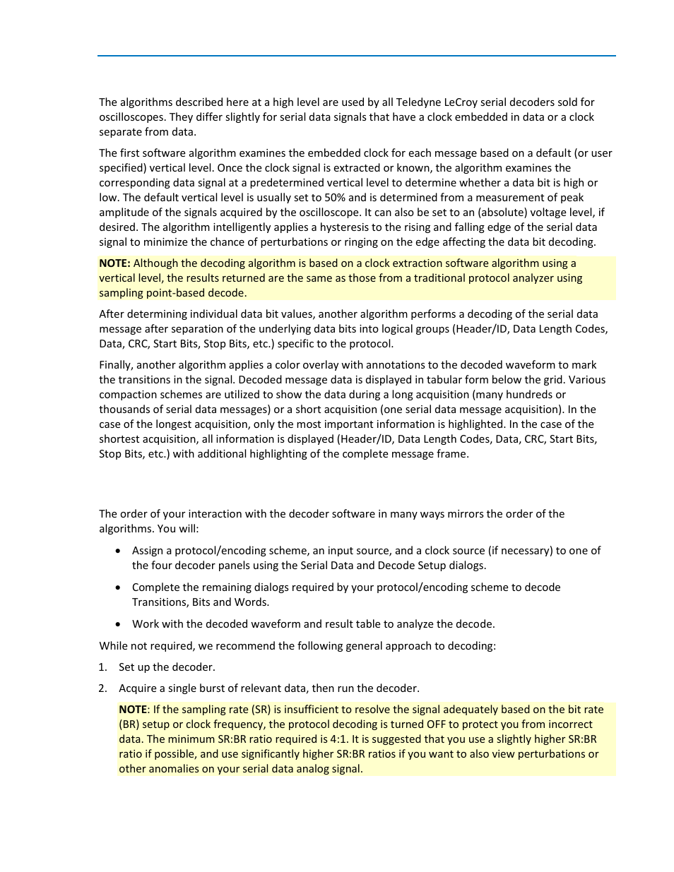 Serial decode technical overview general approach, Serial decode technical overview, General approach | Teledyne LeCroy ENETbusD Decoder User Manual | Page 5 / 16