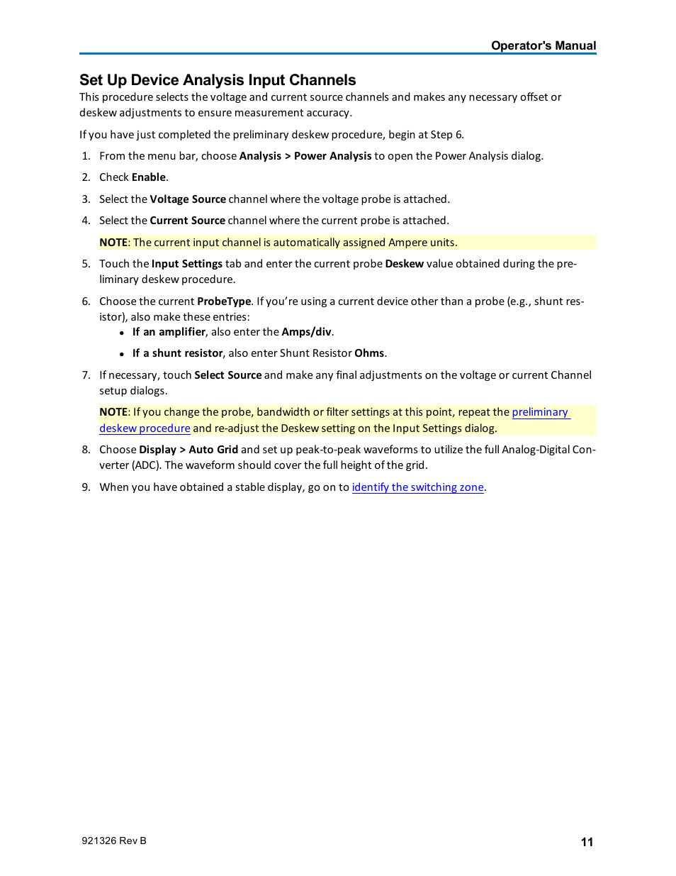 Set up device analysis input channels | Teledyne LeCroy Power Analyzer Package User Manual | Page 13 / 34
