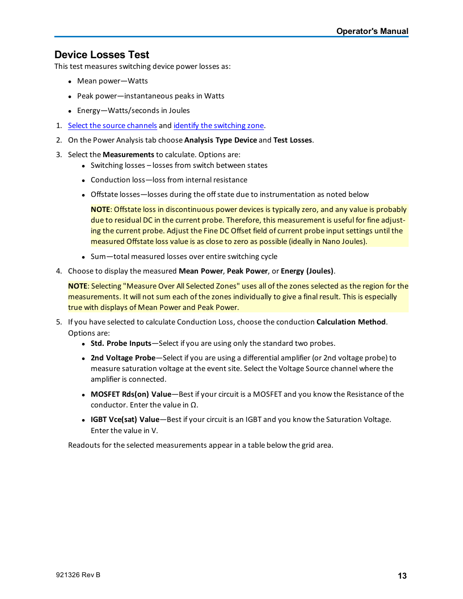 Device losses test, Losses test | Teledyne LeCroy Power Analyzer Package User Manual | Page 15 / 34