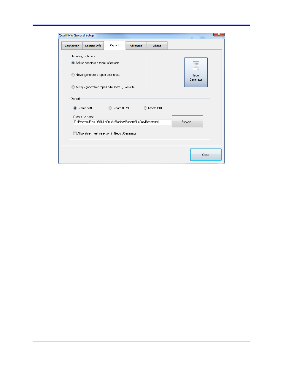 Figure 4. report menu in qualiphy general setup, Qphy-ddr3 software option | Teledyne LeCroy QPHY-DDR3 User Manual | Page 17 / 44