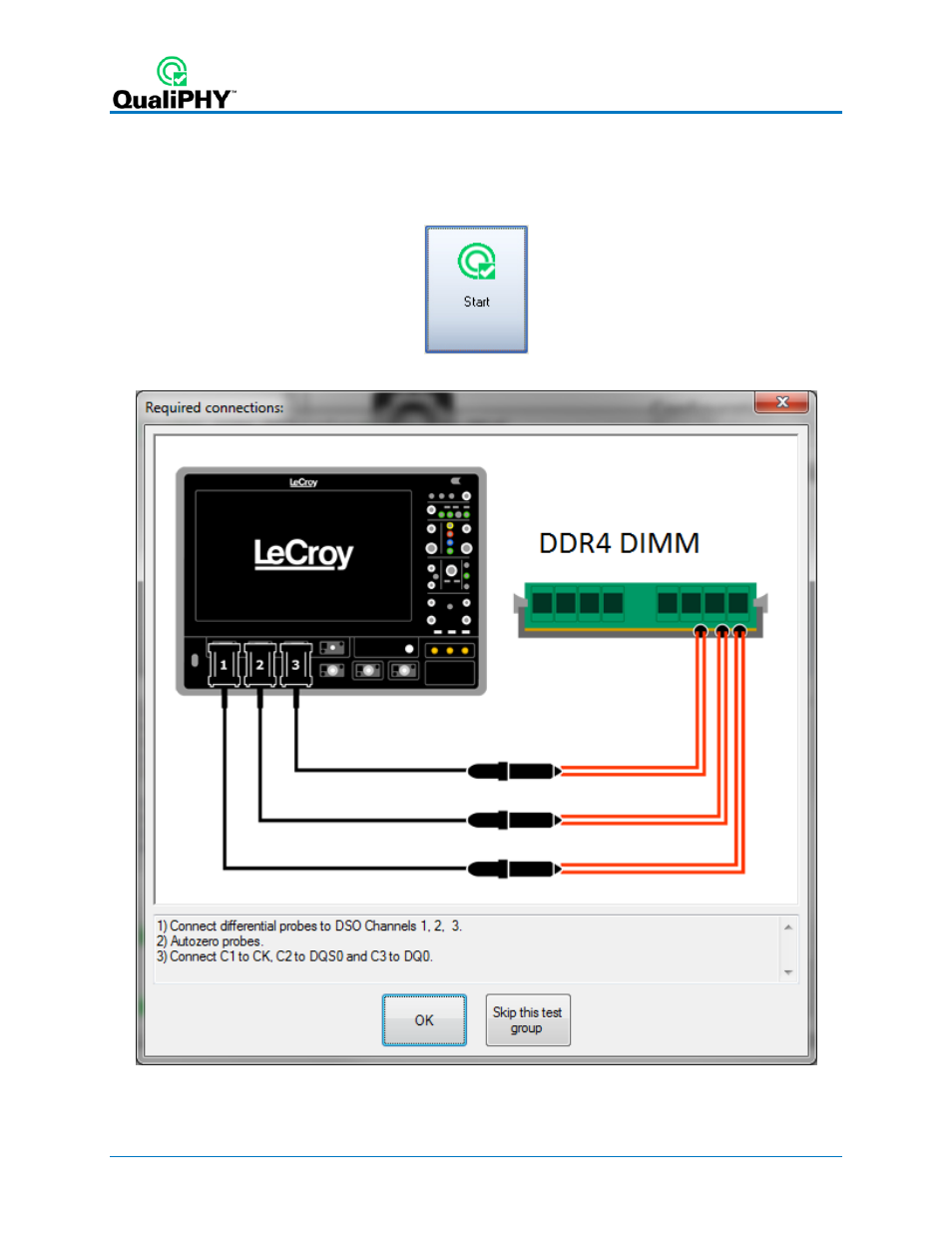 Qphy-ddr4 operation, Figure 7 - start button | Teledyne LeCroy QPHY-DDR4 User Manual | Page 16 / 73