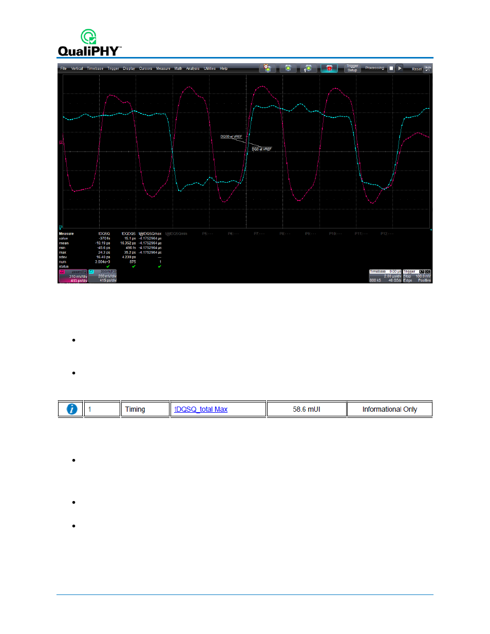 Figure 42 – tdqsq_total results, Tqsh/tqsl, dqs output high/low time | Teledyne LeCroy QPHY-DDR4 User Manual | Page 54 / 73