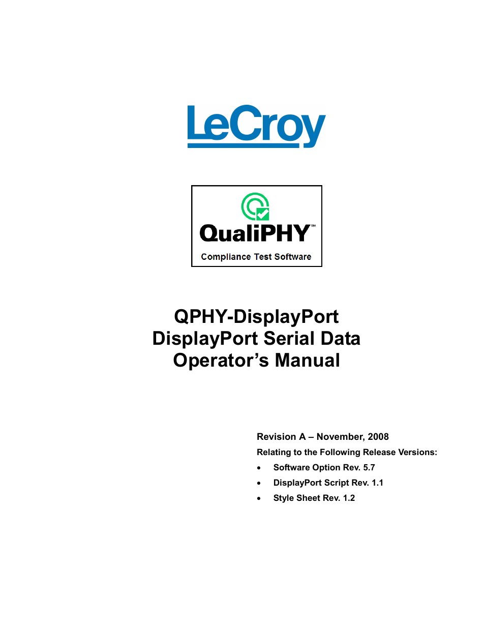 Teledyne LeCroy QPHY-DisplayPort User Manual | 19 pages