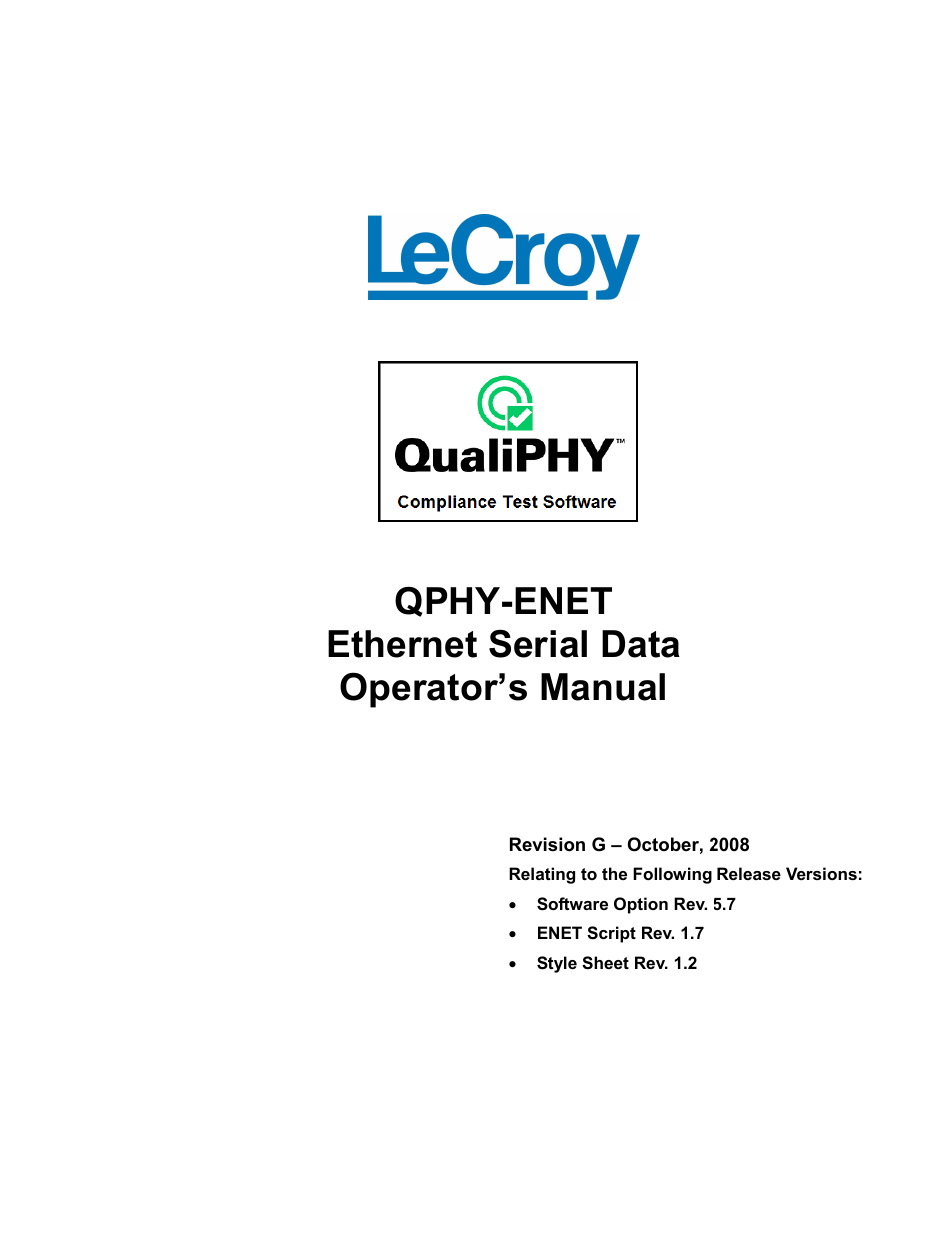 Teledyne LeCroy QPHY-ENET User Manual | 78 pages