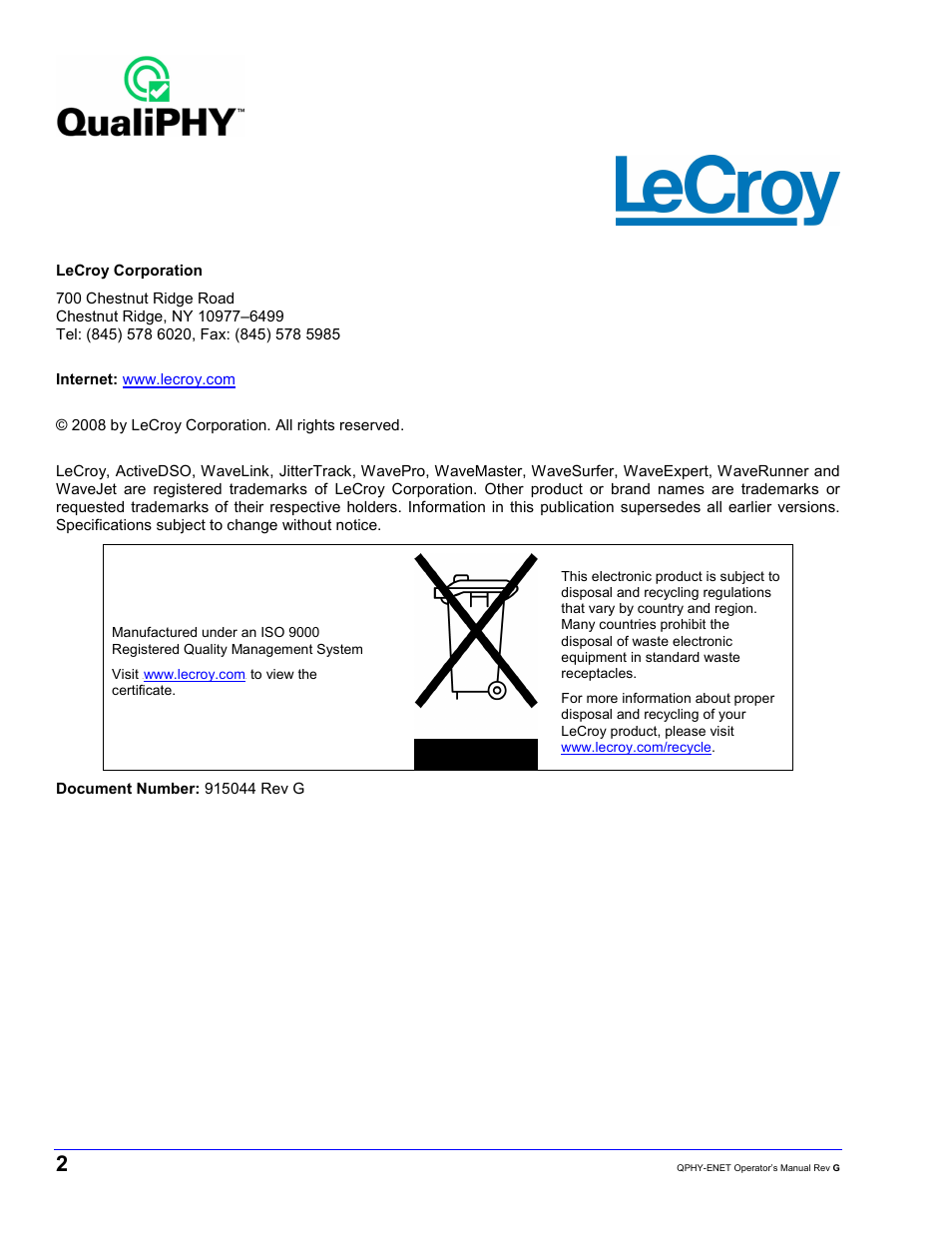 Teledyne LeCroy QPHY-ENET User Manual | Page 2 / 78