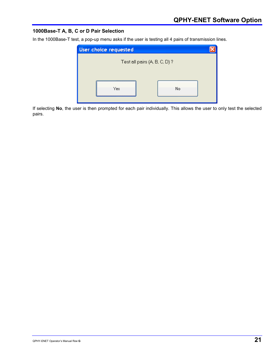 Qphy-enet software option | Teledyne LeCroy QPHY-ENET User Manual | Page 21 / 78