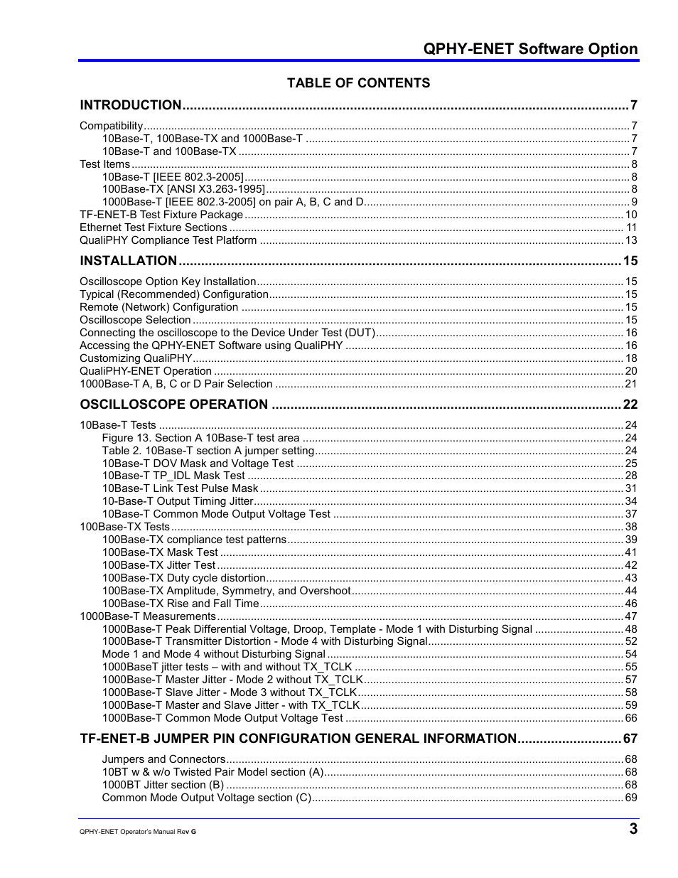 Qphy-enet software option | Teledyne LeCroy QPHY-ENET User Manual | Page 3 / 78