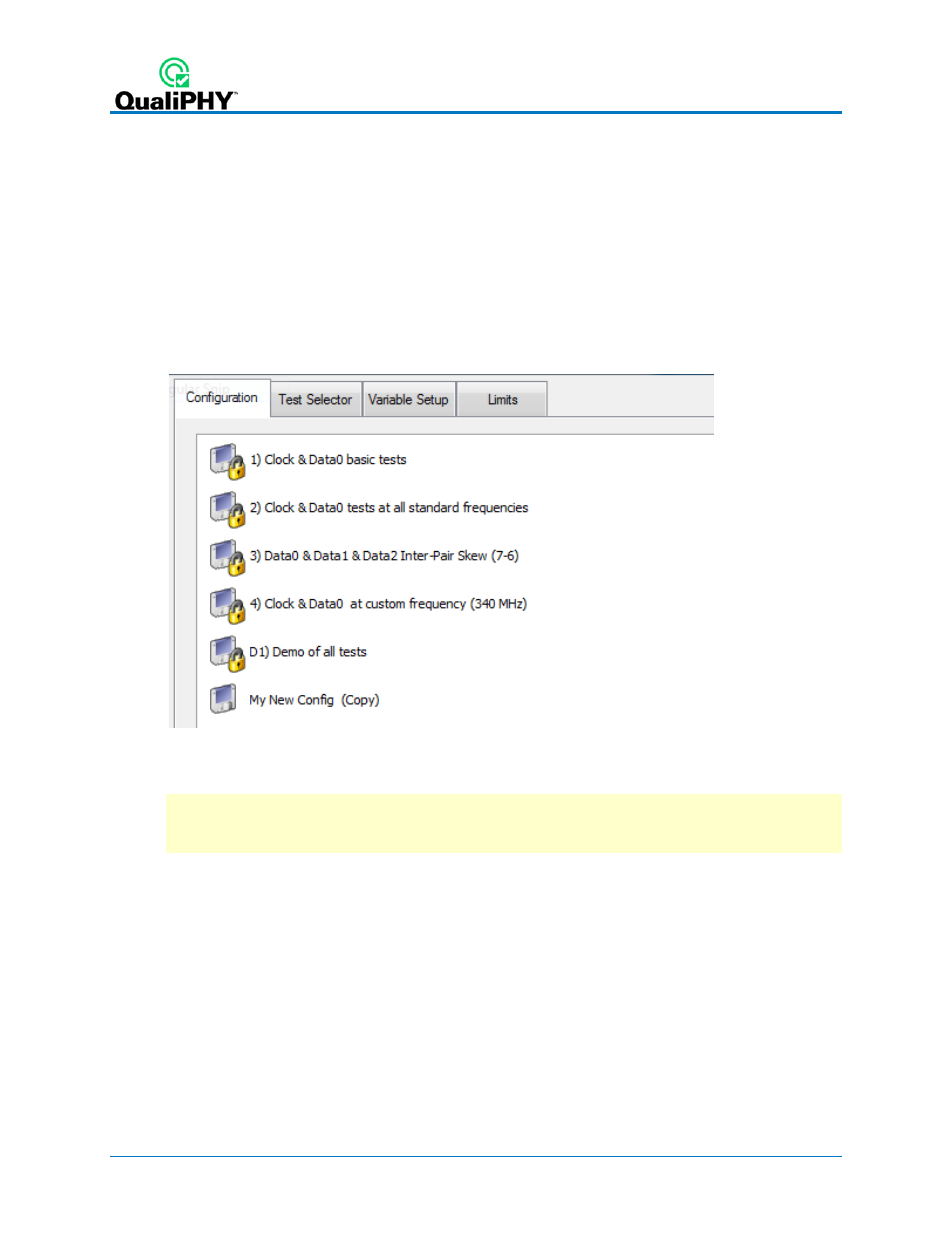 Customizing qualiphy, Copy configuration, Select tests | Teledyne LeCroy QPHY-HDMI User Manual | Page 14 / 37