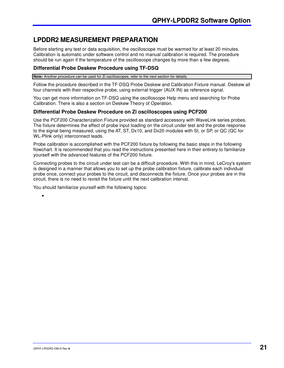 Qphy-lpddr2 software option, Lpddr2 measurement preparation | Teledyne LeCroy QPHY-LPDDR2 User Manual | Page 21 / 49