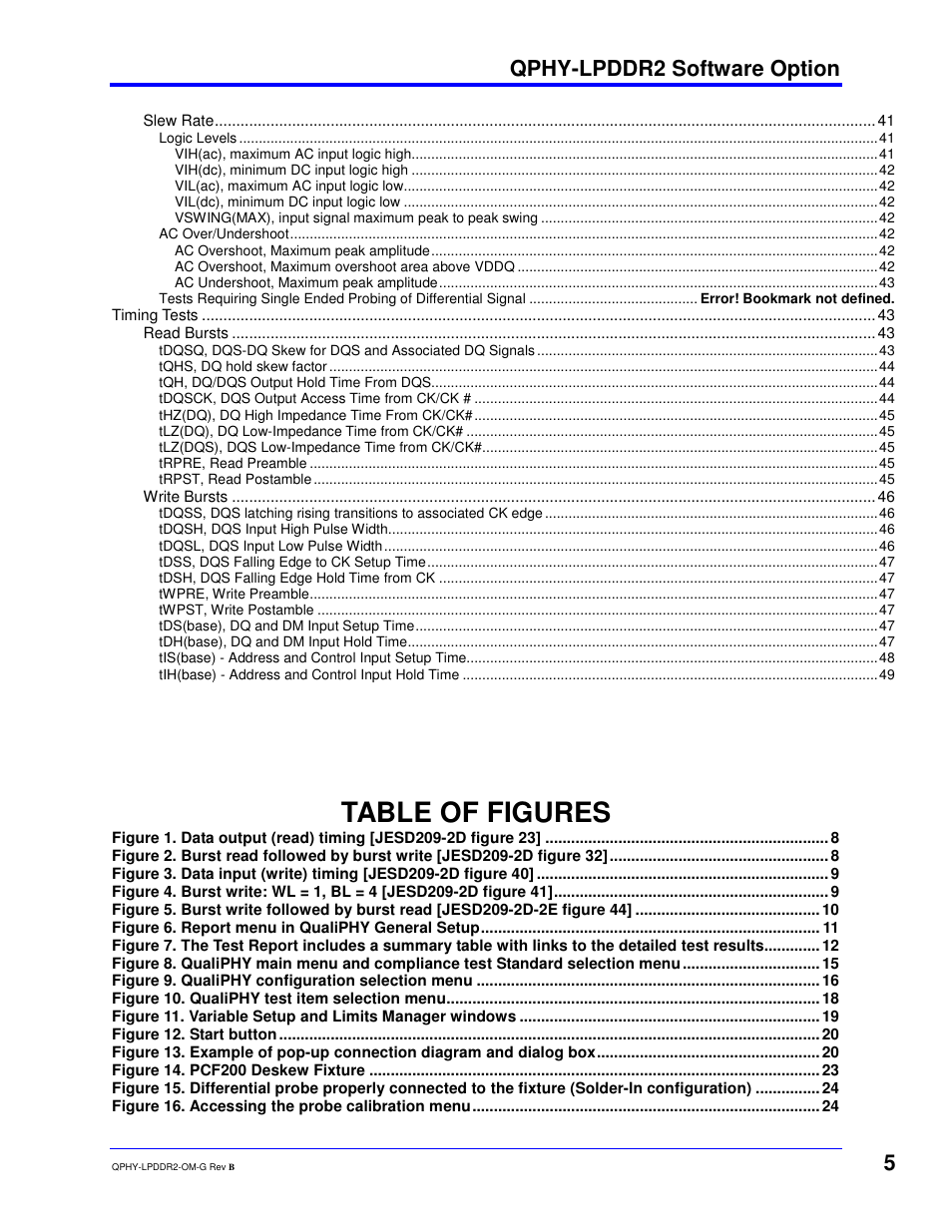 Table of figures, Qphy-lpddr2 software option | Teledyne LeCroy QPHY-LPDDR2 User Manual | Page 5 / 49