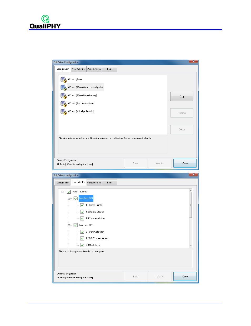 Customizing qualiphy, Figure 5 - qualiphy test item selection menu | Teledyne LeCroy QPHY-MOST150 User Manual | Page 12 / 24
