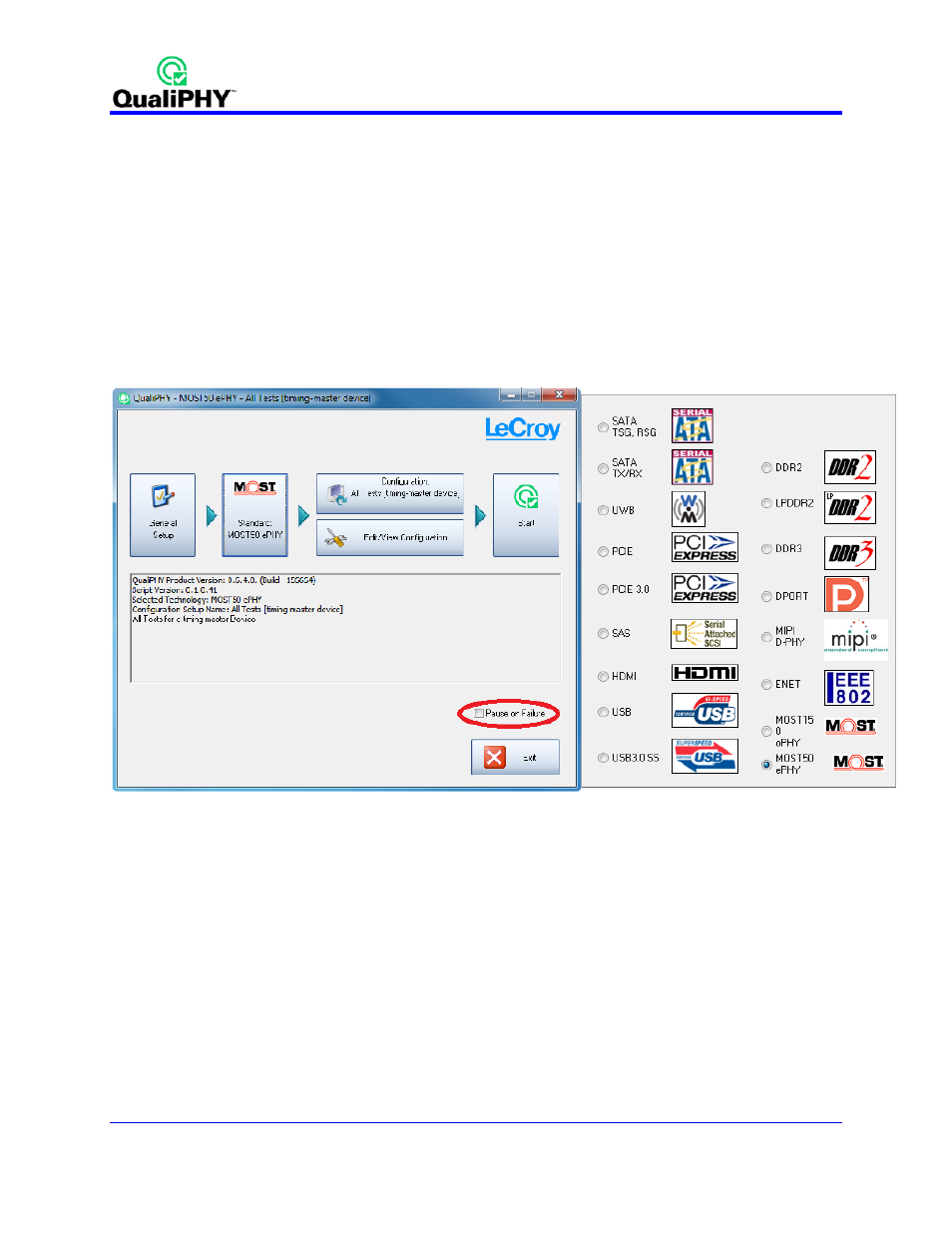 Accessing the qphy-most50e software using qualiphy | Teledyne LeCroy QPHY-MOST50 User Manual | Page 10 / 21