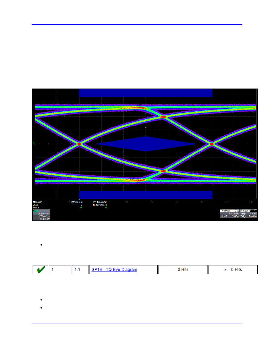 Eye diagram testing 1.1, 2.1, 3.1, 4.1, Figure 11 - eye diagram test results, Qphy-most50e software option | Teledyne LeCroy QPHY-MOST50 User Manual | Page 19 / 21