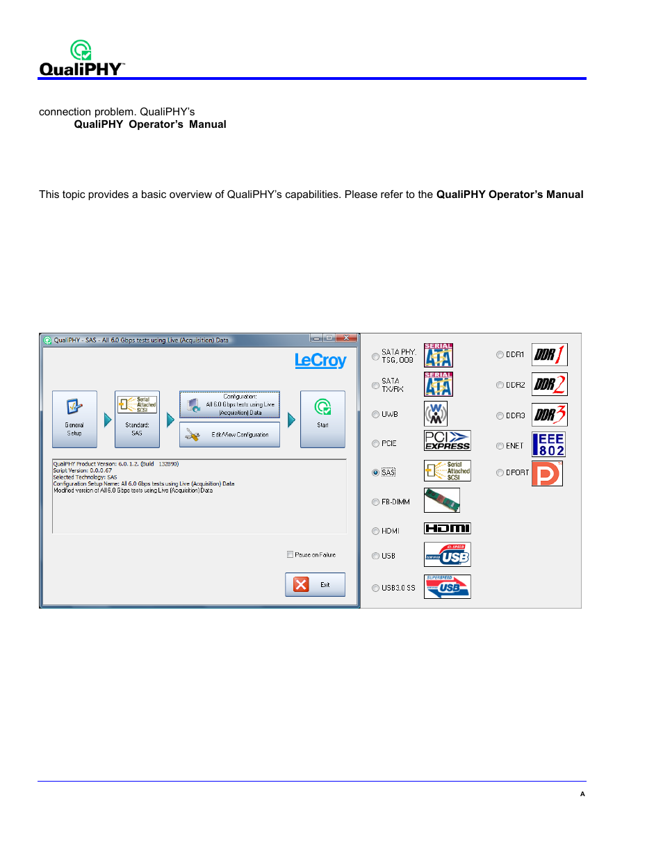 Accessing the qphy-sas2 software using qualiphy | Teledyne LeCroy QPHY-SAS2 User Manual | Page 10 / 45