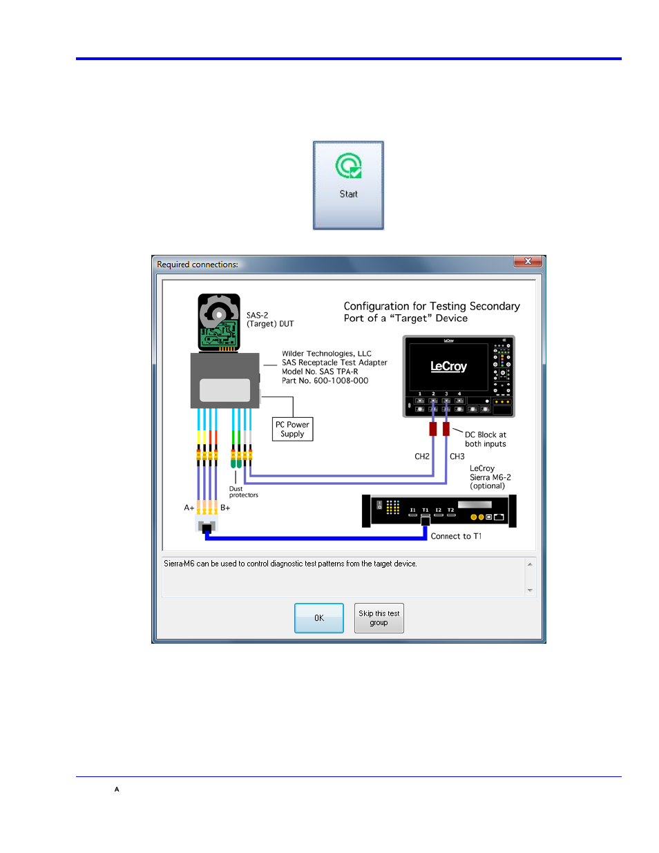 Qphy-sas2 operation, Figure 15 - start button, Qphy-sas2 software option | Teledyne LeCroy QPHY-SAS2 User Manual | Page 23 / 45