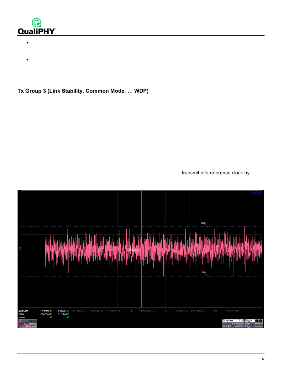 Tx group 3 (link stability, common mode, … wdp), Tx 5.3.1 phy link rate stability (hftp) | Teledyne LeCroy QPHY-SAS2 User Manual | Page 30 / 45