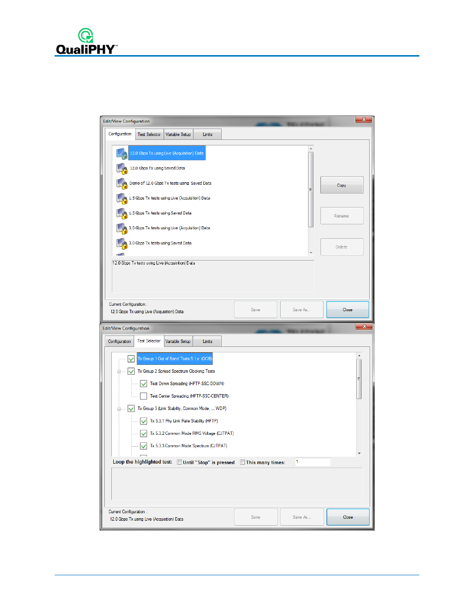 Customizing qualiphy, Figure 5 - qualiphy test item selection menu | Teledyne LeCroy QPHY-SAS3 User Manual | Page 12 / 50
