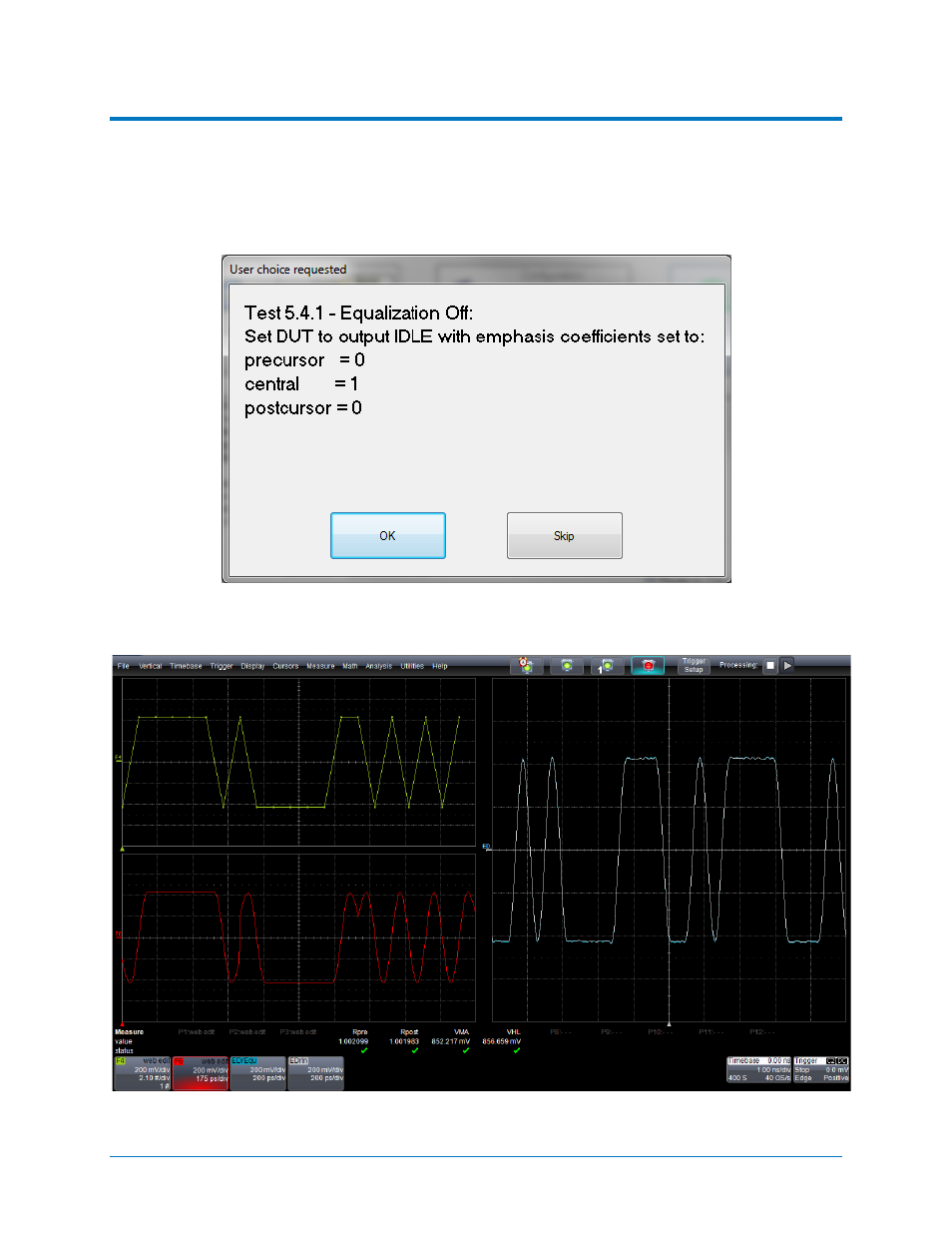 Tx emphasis off (idle_ref0), Figure 29 – idle_ref0 message box, Qphy-sas3 software option | Teledyne LeCroy QPHY-SAS3 User Manual | Page 35 / 50