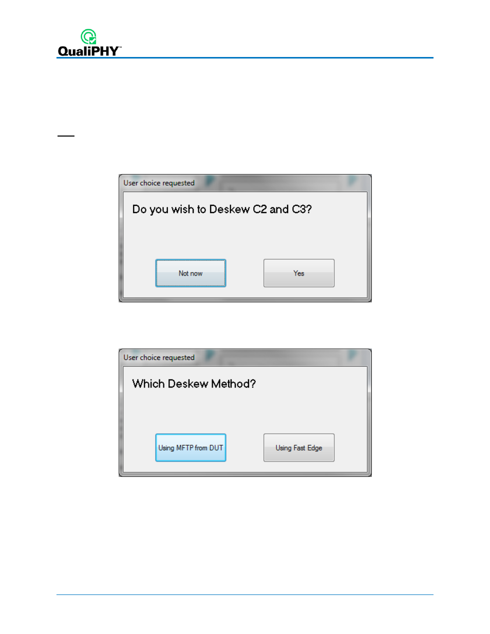 Appendix a: cable deskewing, Figure 38 – startup of deskew wizard, Figure 39 – choice of deskew method | Teledyne LeCroy QPHY-SAS3 User Manual | Page 44 / 50