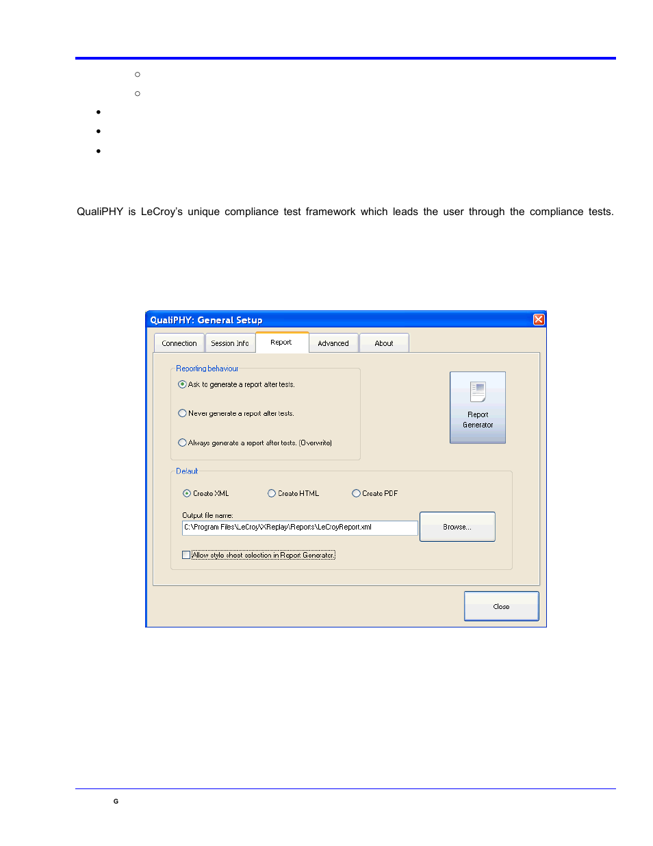 Qualiphy compliance test platform, Figure 2. report menu in qualiphy general setup, Qphy-sata software option | Teledyne LeCroy QPHY-SATA User Manual | Page 9 / 45