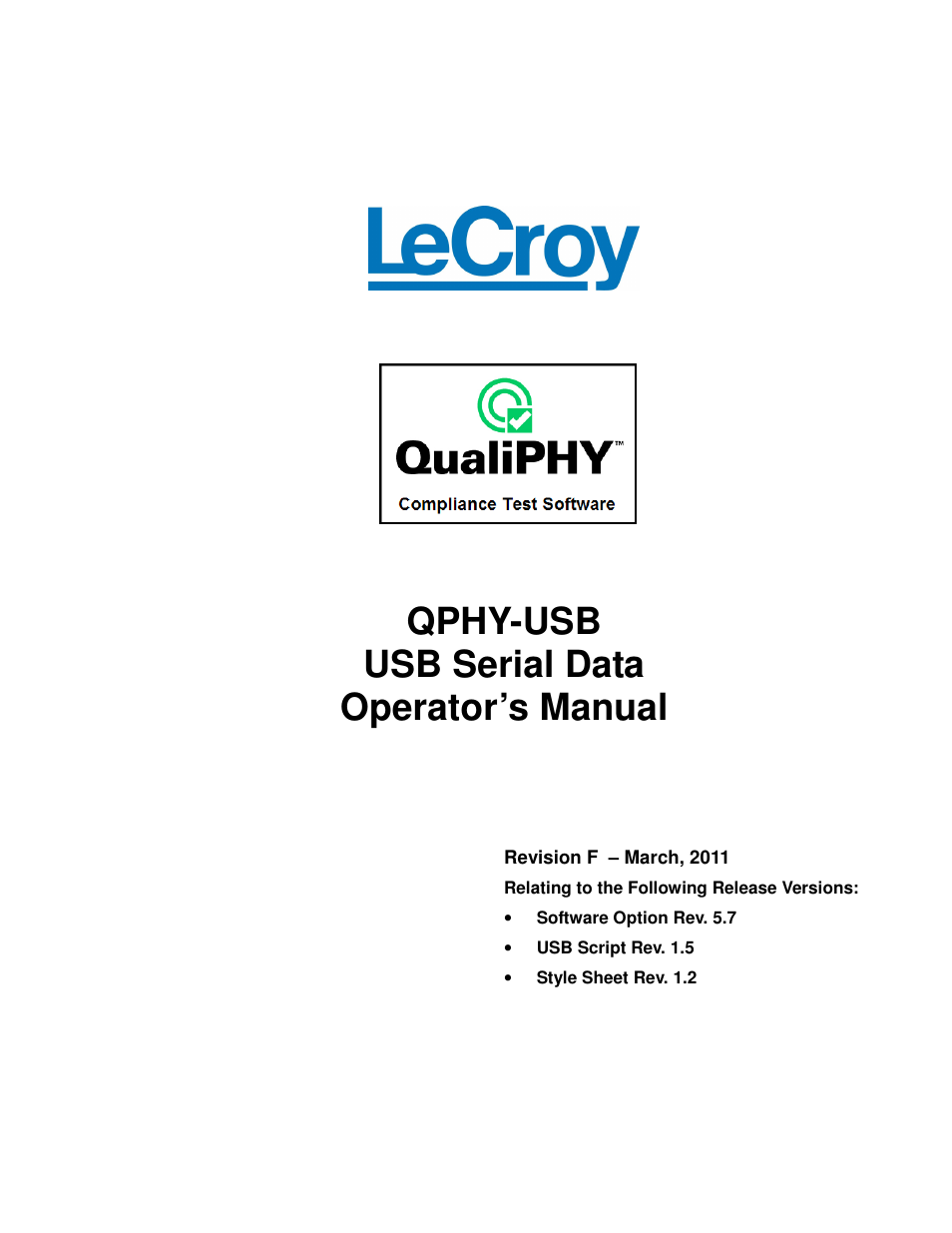 Teledyne LeCroy QPHY-USB User Manual | 66 pages