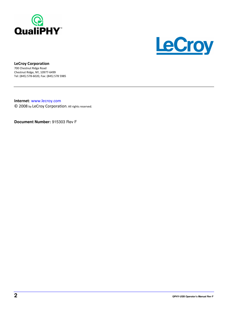 Teledyne LeCroy QPHY-USB User Manual | Page 2 / 66