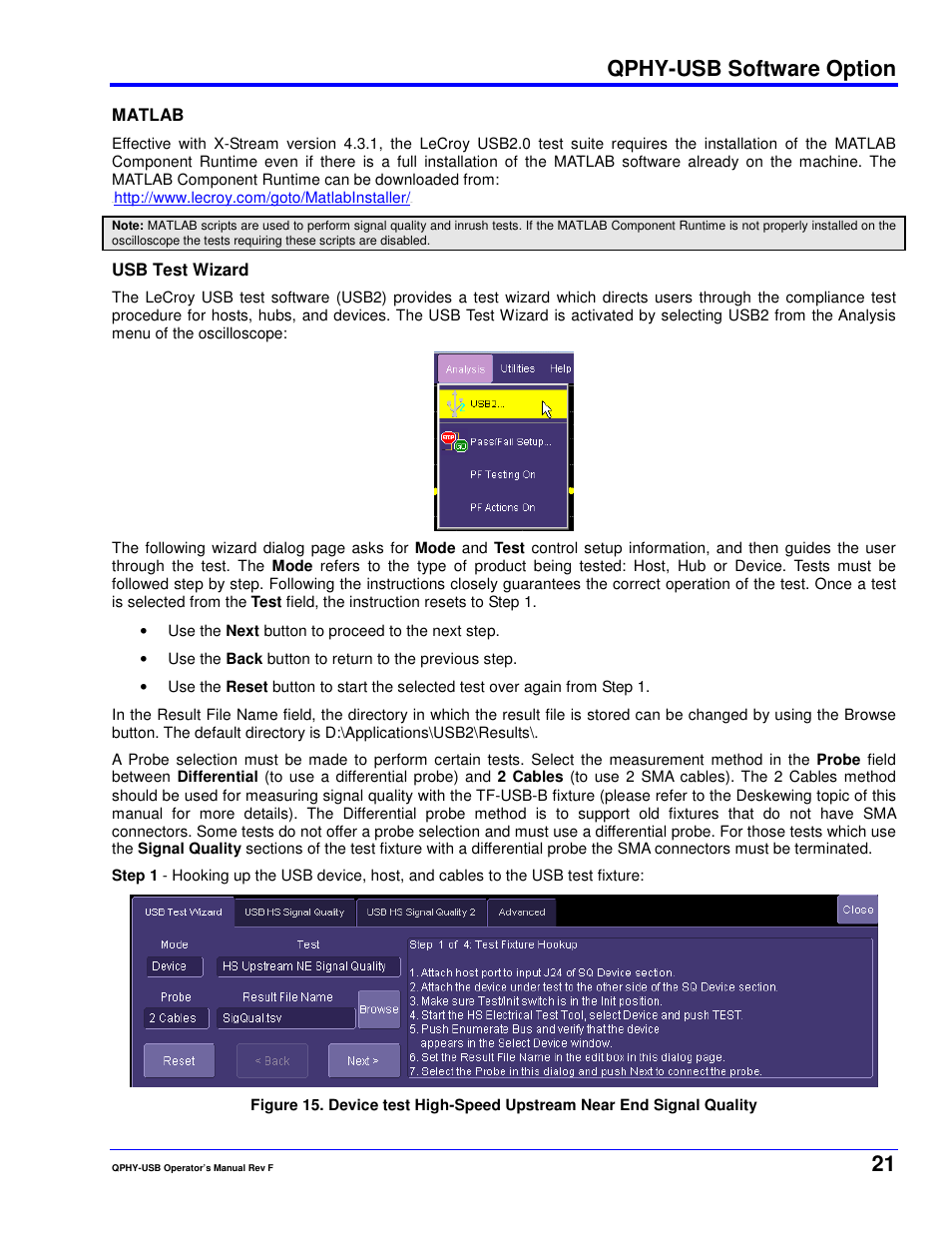 Qphy-usb software option | Teledyne LeCroy QPHY-USB User Manual | Page 21 / 66