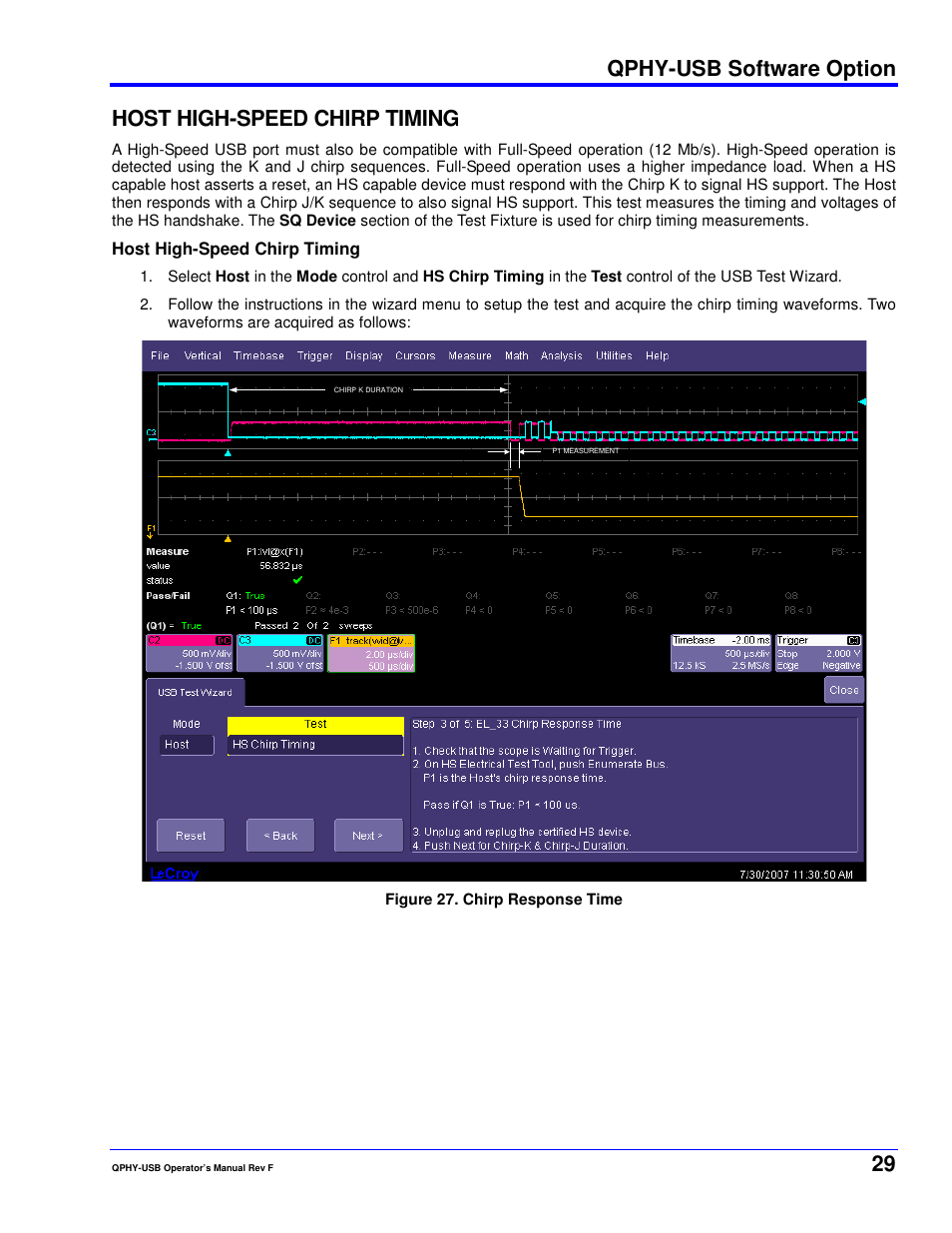 Qphy-usb software option, Host high-speed chirp timing | Teledyne LeCroy QPHY-USB User Manual | Page 29 / 66