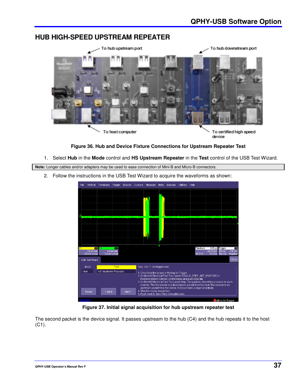 Qphy-usb software option, Hub high-speed upstream repeater | Teledyne LeCroy QPHY-USB User Manual | Page 37 / 66