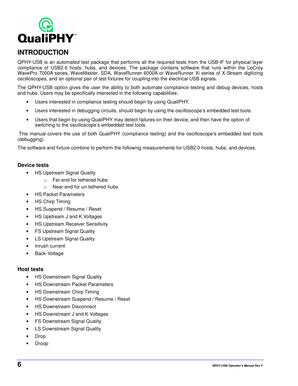 Introduction | Teledyne LeCroy QPHY-USB User Manual | Page 6 / 66